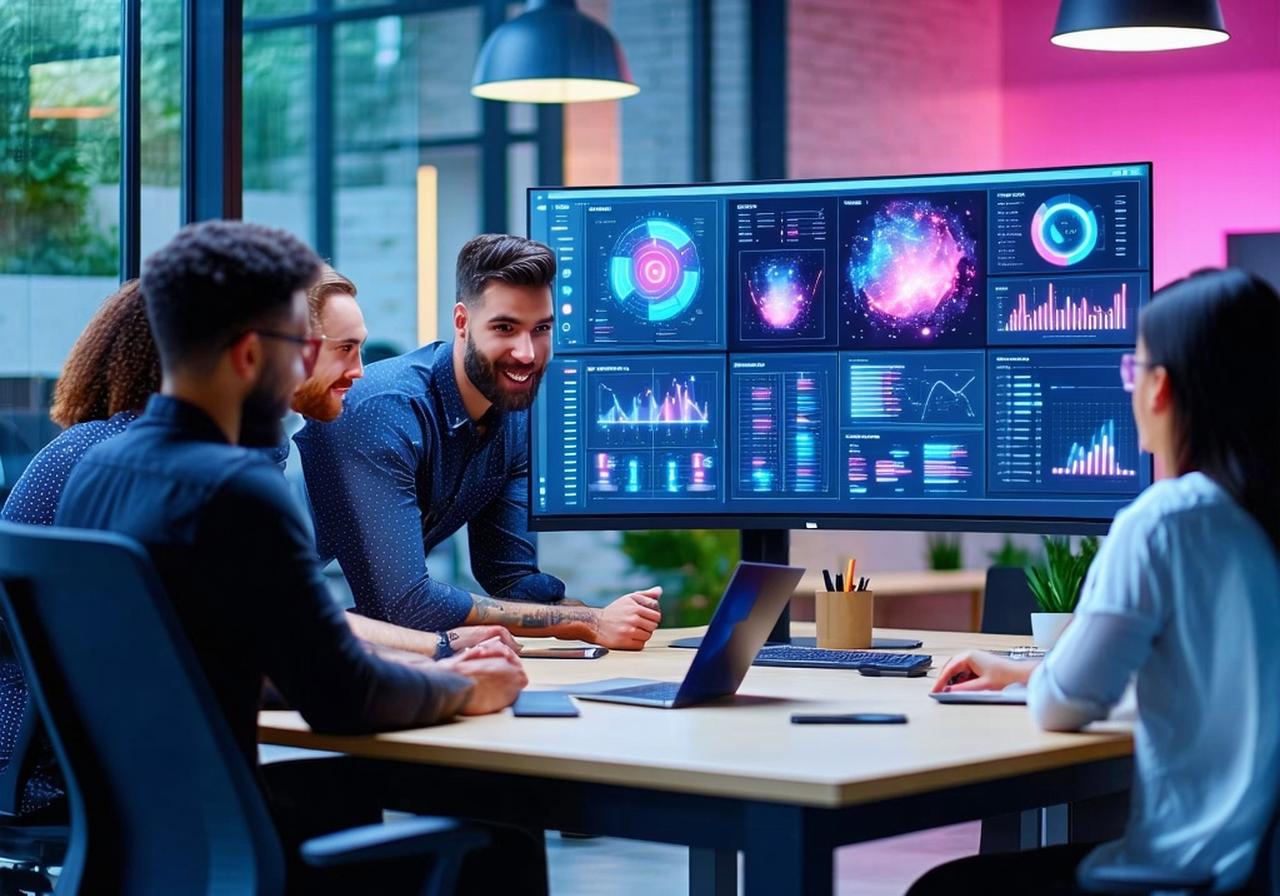 Team collaborating on SaaS dashboard